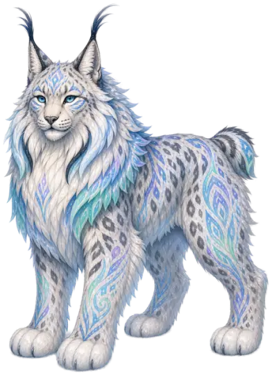 The fully blossomed lynx, silver and luminous